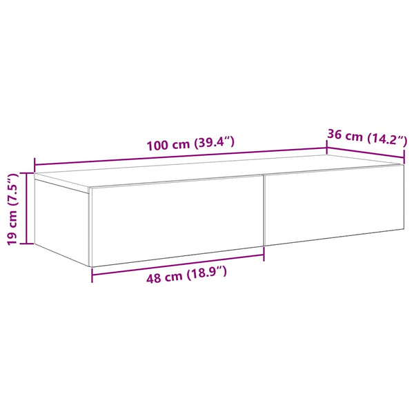 Wandregal Sonoma Eiche mit Schubladen 100cm