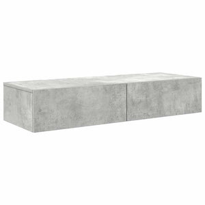 Wandregal Betongrau mit Schubladen 100 cm