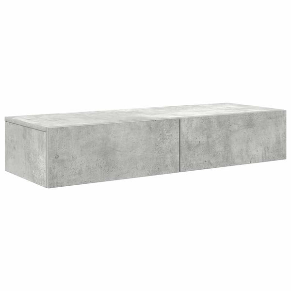 Wandregal Betongrau mit Schubladen 100 cm
