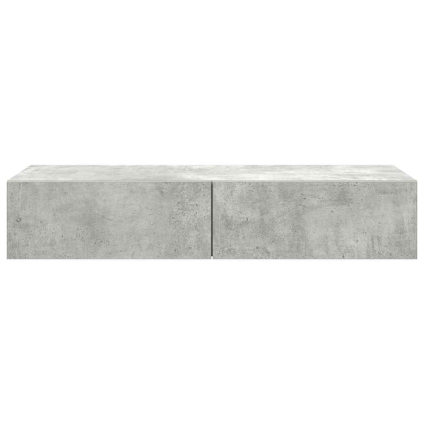 Wandregal Betongrau mit Schubladen 100 cm