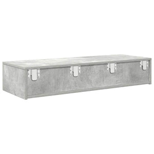 Wandregal Betongrau mit Schubladen 100 cm