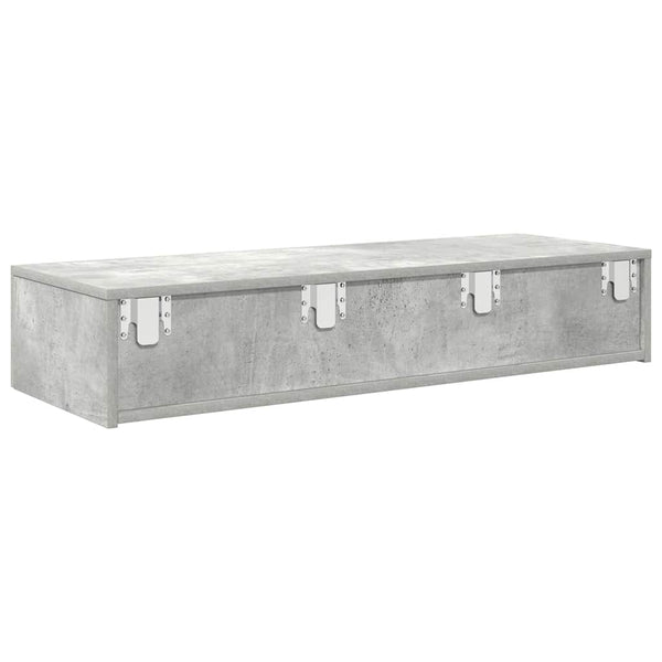 Wandregal Betongrau mit Schubladen 100 cm