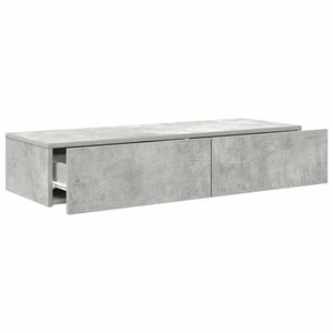 Wandregal Betongrau mit Schubladen 100 cm