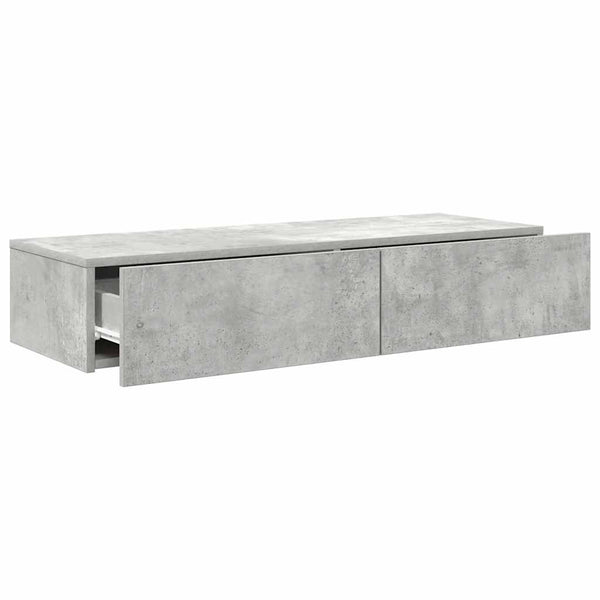 Wandregal Betongrau mit Schubladen 100 cm