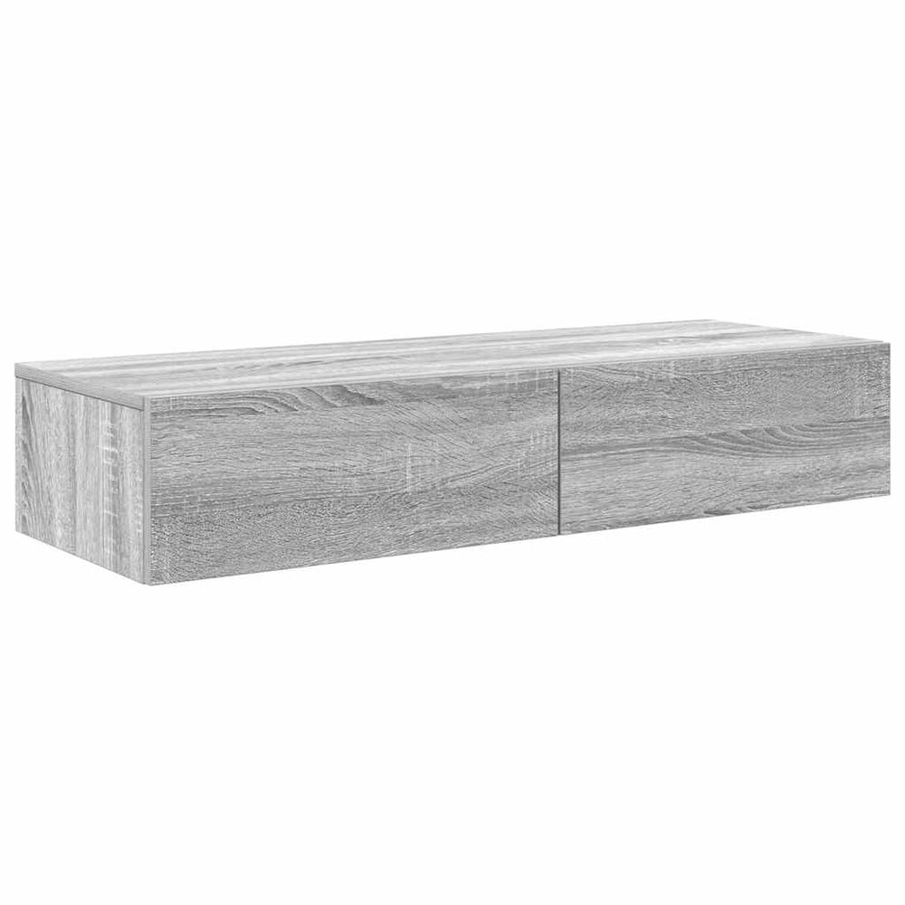 vidaXL Wall Shelf with Drawers Sonoma Grey 100x36x19 cm Engineered Wood