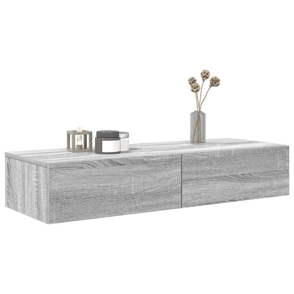 Wandregal Grau Sonoma mit Schubladen 100 cm