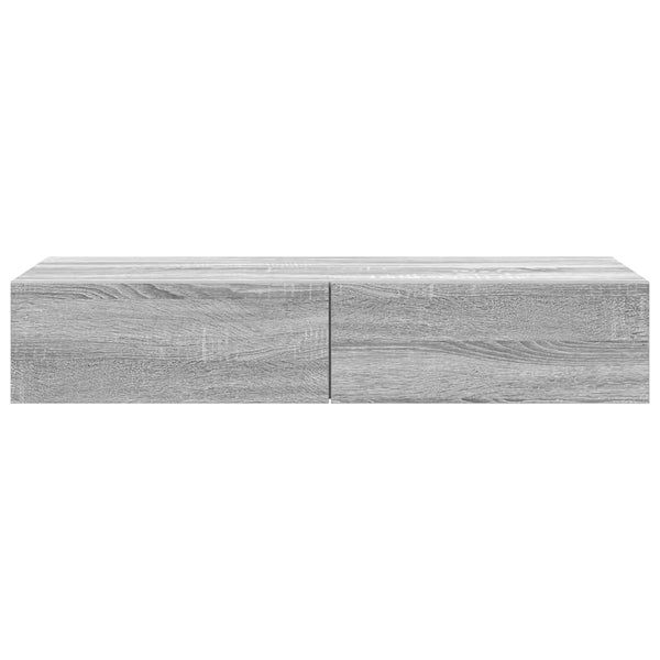 Wandregal Grau Sonoma mit Schubladen 100 cm