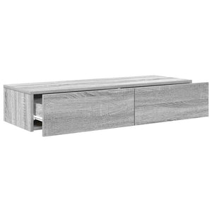Wandregal Grau Sonoma mit Schubladen 100 cm