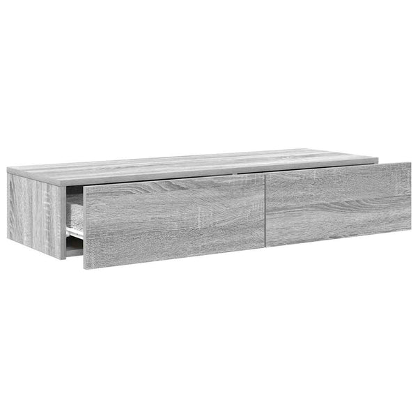 Wandregal Grau Sonoma mit Schubladen 100 cm