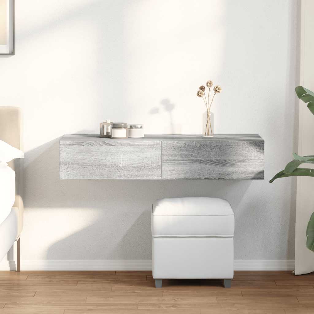 Wandregal Grau Sonoma mit Schubladen 100 cm