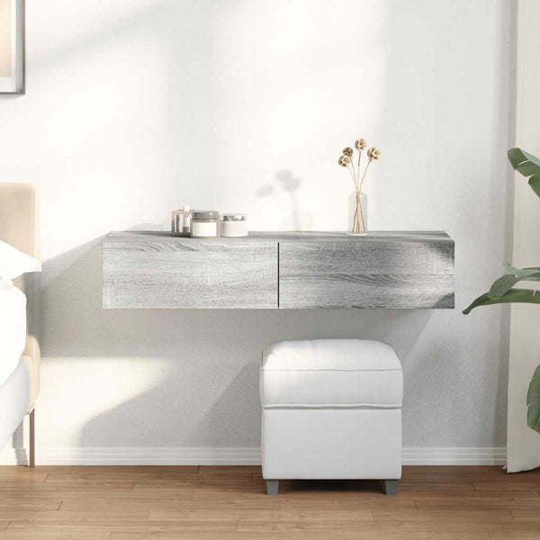 Wandregal Grau Sonoma mit Schubladen 100 cm