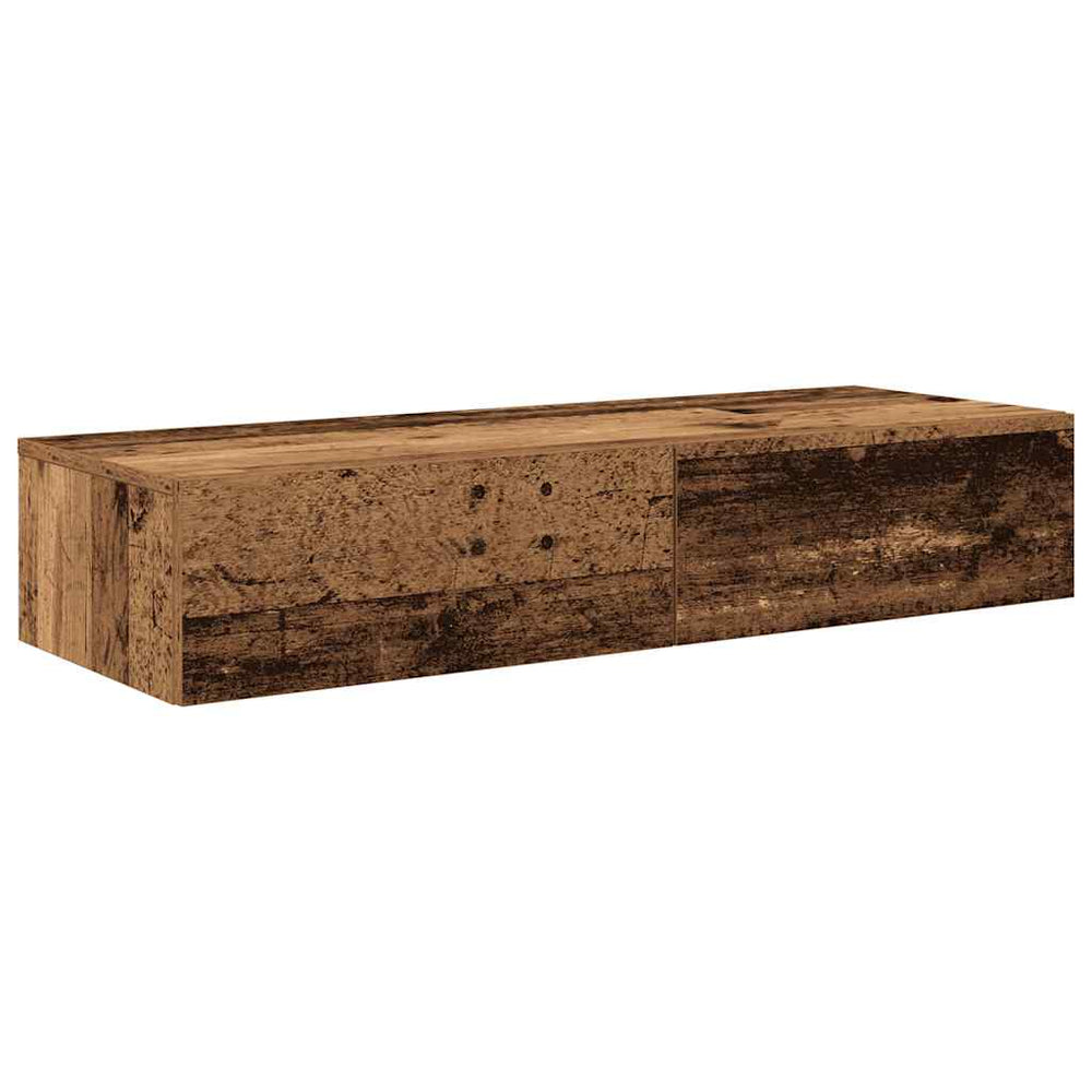 vidaXL Wall Shelf with Drawers Reclaimed Wood Look 100x36x19 cm