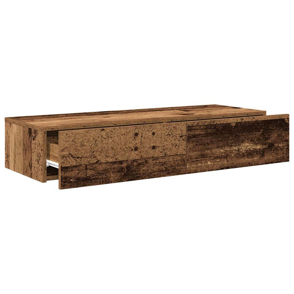 Wandregal mit Schubladen, Altholz-Optik, 100 cm