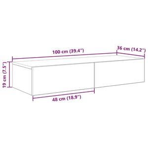 Wandregal mit Schubladen, Altholz-Optik, 100 cm
