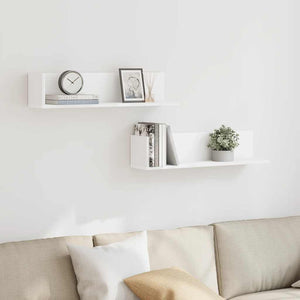 Weiße Wandregale, 2er Set, 75 cm