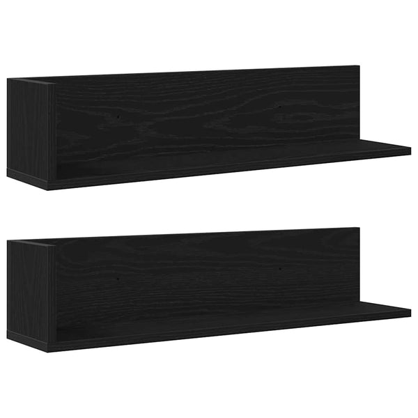 Schwarze Wandregale, 2er Set, 75 cm