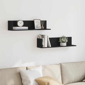 Schwarze Wandregale, 2er Set, 75 cm