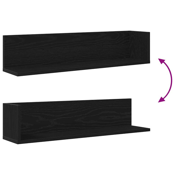 Schwarze Wandregale, 2er Set, 75 cm