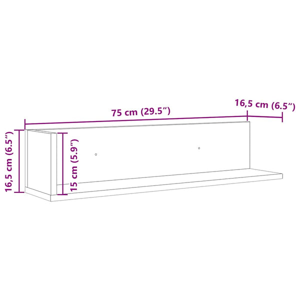 Wandregale 2er Set Sonoma Eiche 75cm