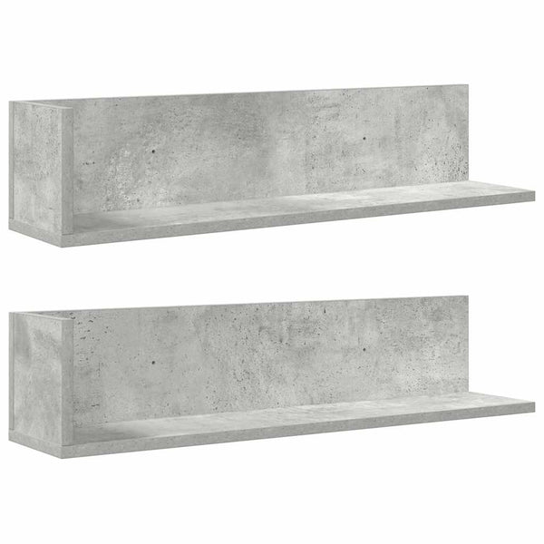 Wandregale, 2er Set, Betongrau, 75 cm