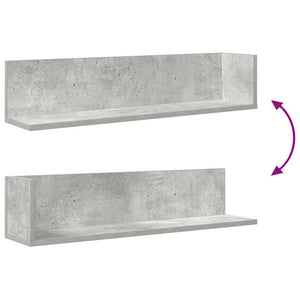 Wandregale, 2er Set, Betongrau, 75 cm