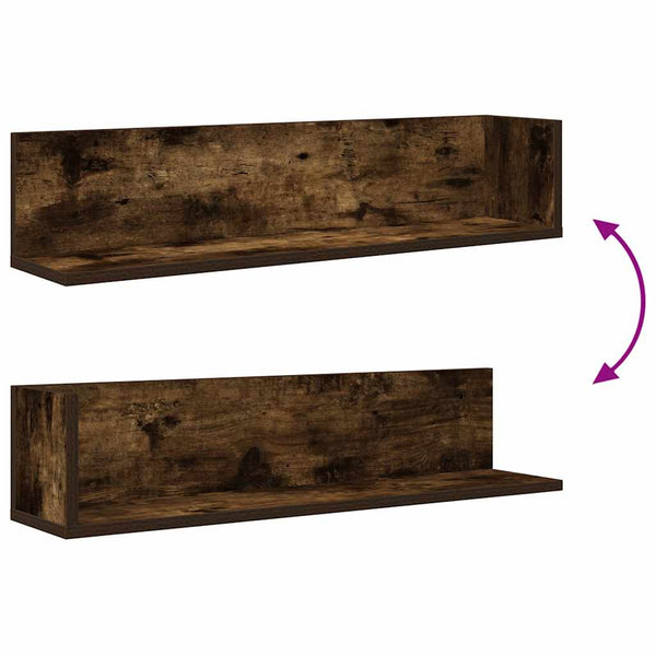 Wandregale 2er Set Räuchereiche 75cm