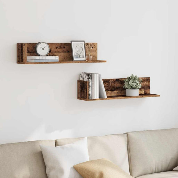 vidaXL Étagères murales 2 pcs Aspect bois de récupération 75x16,5x16,5 cm Bois d'ingénierie