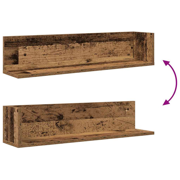 vidaXL Étagères murales 2 pcs Aspect bois de récupération 75x16,5x16,5 cm Bois d'ingénierie
