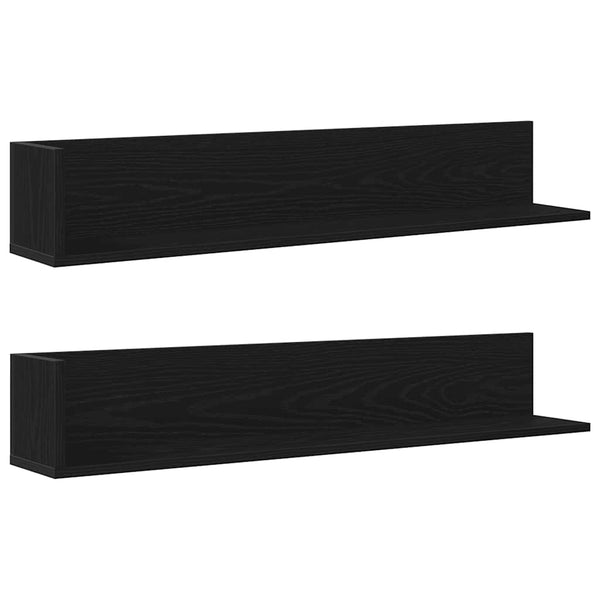 Schwarze Wandregale, 2er Set, 100 cm