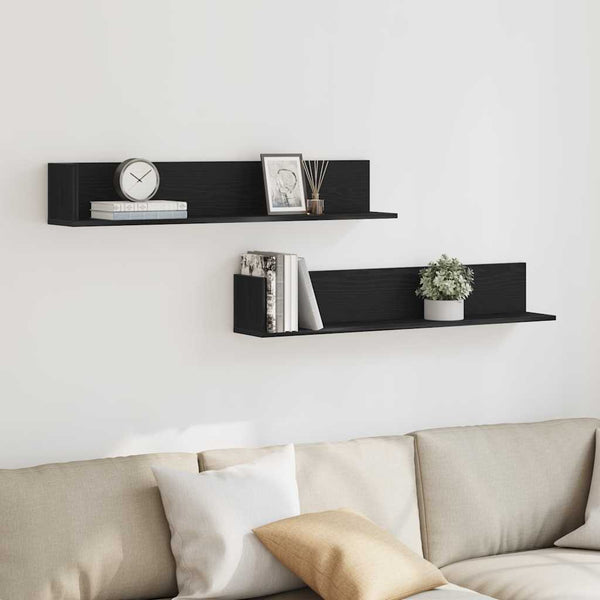 Schwarze Wandregale, 2er Set, 100 cm