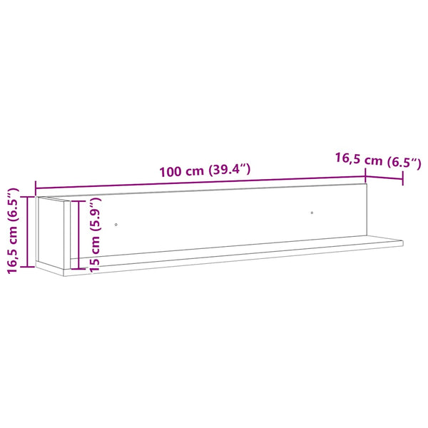 Wandregale 2er Set Räuchereiche 100cm