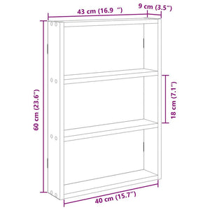 Schwarzes Wandregal 43x9x60 cm