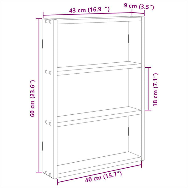 Wandregal Grau Sonoma 43x9x60 cm