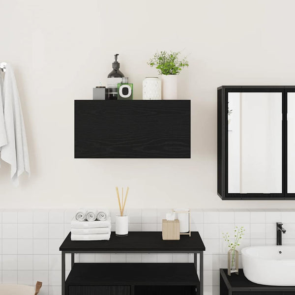Schwarzer Bad-Wandschrank 60 cm