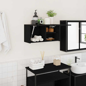 Schwarzer Bad-Wandschrank 60 cm