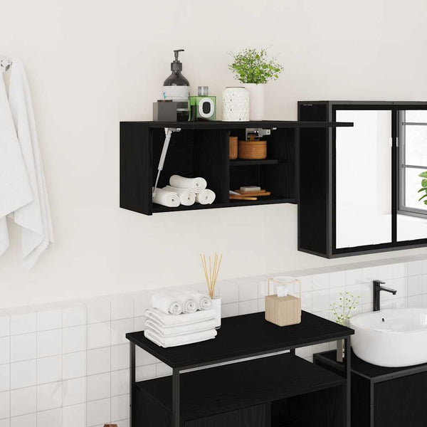 Schwarzer Bad-Wandschrank 60 cm