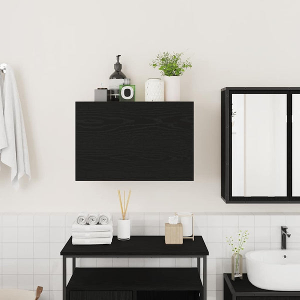 Schwarzer Bad-Wandschrank 60x40 cm