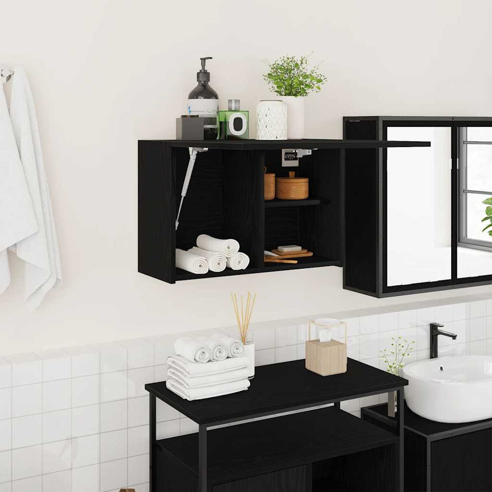 Schwarzer Bad-Wandschrank 60x40 cm