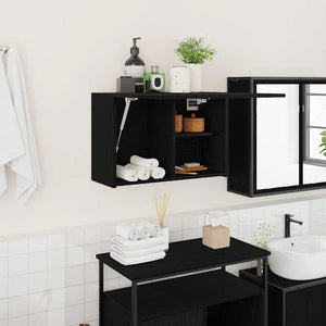 Schwarzer Bad-Wandschrank 60x40 cm
