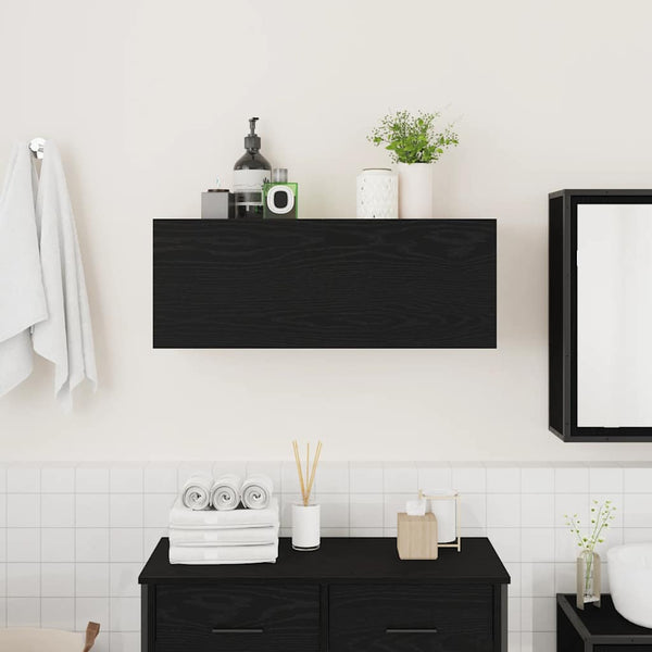 Schwarzer Bad-Wandschrank 80x25x30 cm