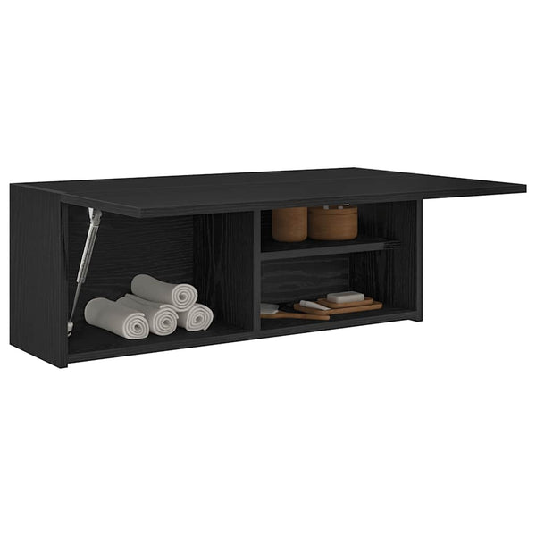 Schwarzer Bad-Wandschrank 80x25x30 cm