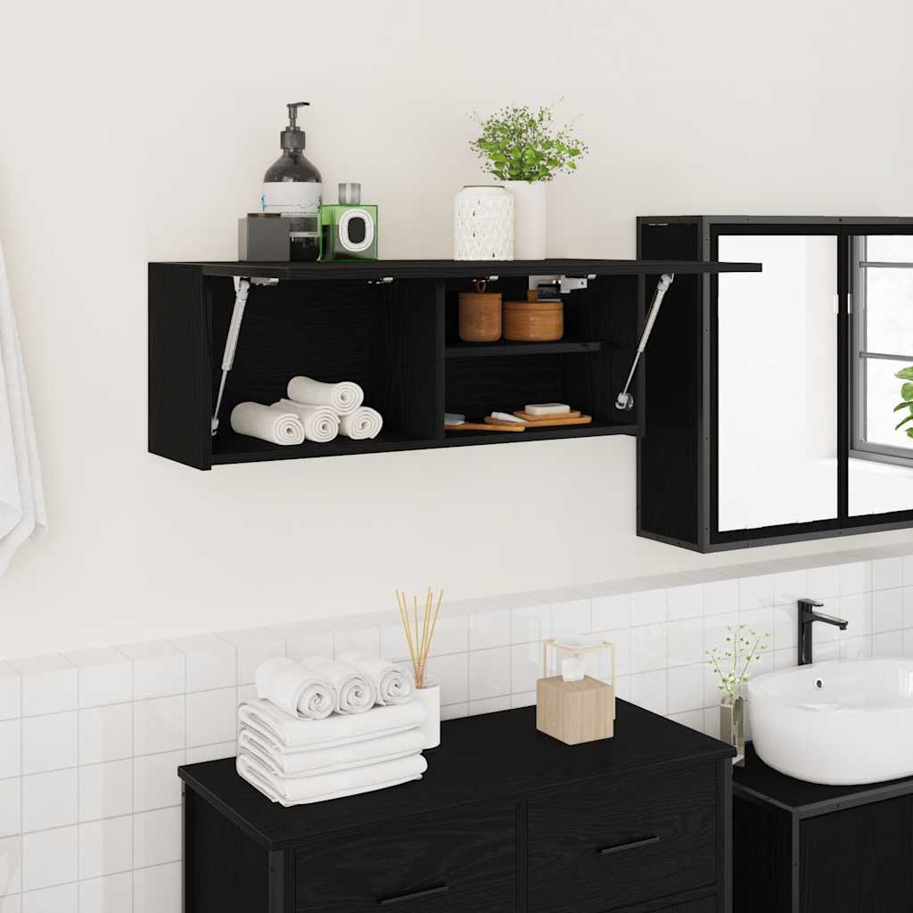 Schwarzer Bad-Wandschrank 80x25x30 cm