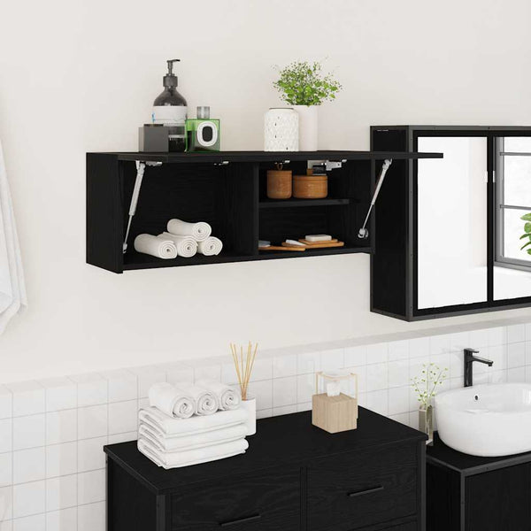 Schwarzer Bad-Wandschrank 80x25x30 cm