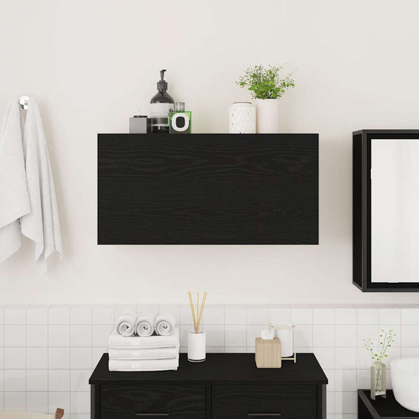 Schwarzer Bad-Wandschrank 80x40 cm