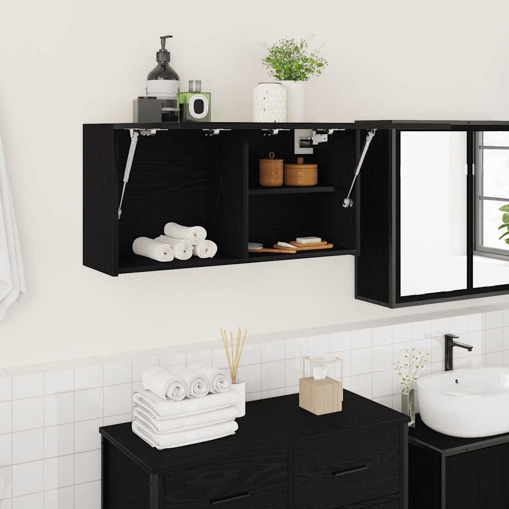 Schwarzer Bad-Wandschrank 80x40 cm