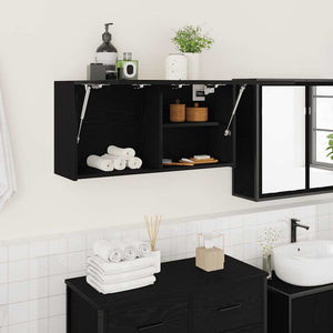 Schwarzer Bad-Wandschrank 80x40 cm
