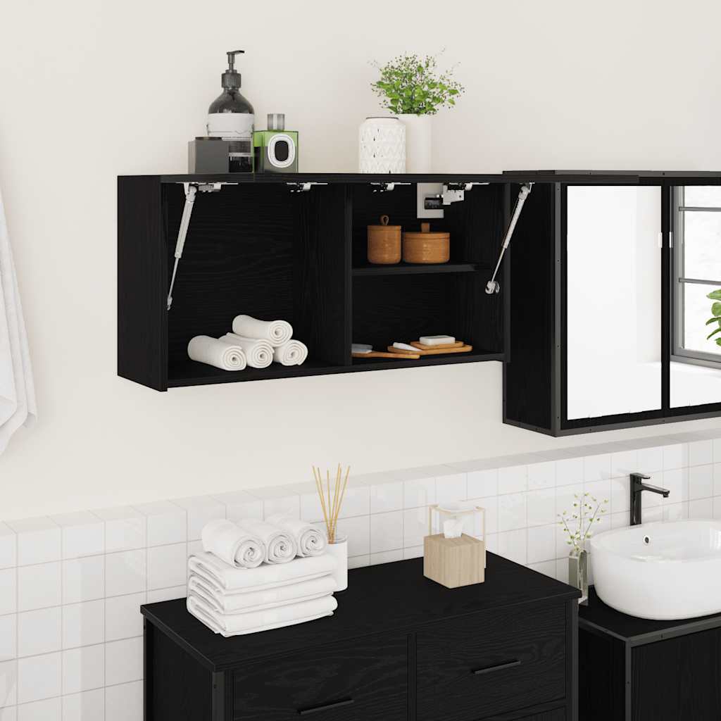 Schwarzer Bad-Wandschrank 80x40 cm
