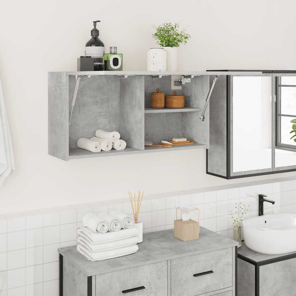 vidaXL Armoire murale de salle de bain gris béton 80x25x40 cm aggloméré