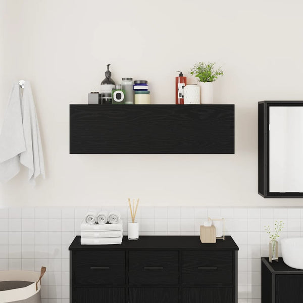 Schwarzer Bad-Wandschrank 100x25x30 cm