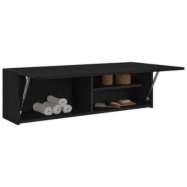 Schwarzer Bad-Wandschrank 100x25x30 cm